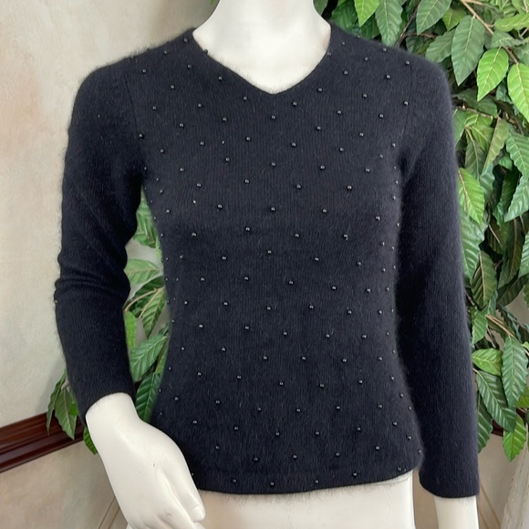 Andrea Viccaro Sweaters - ANGORA YARN BEAD EMBELLISHED SWEATER